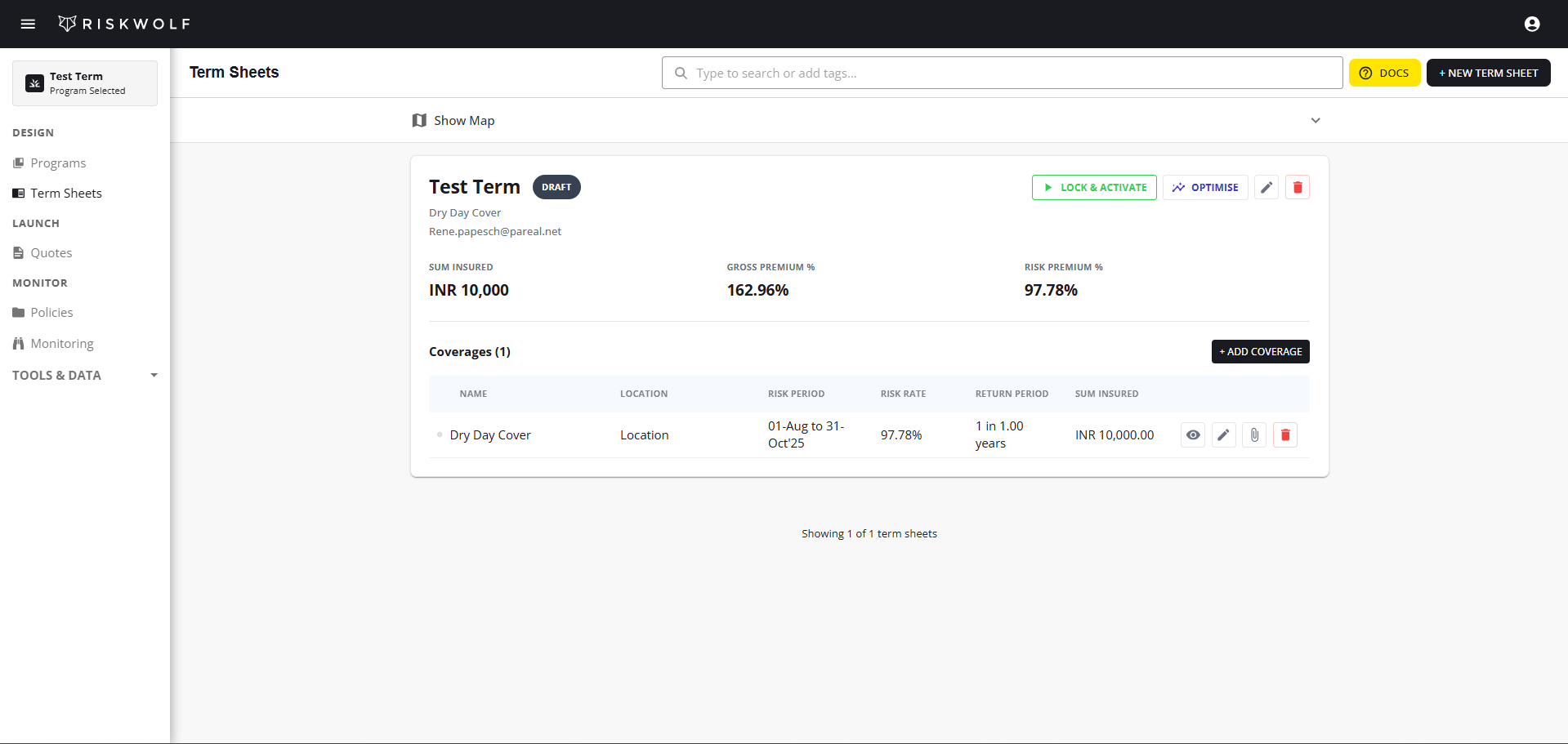 Term Sheet Management Interface