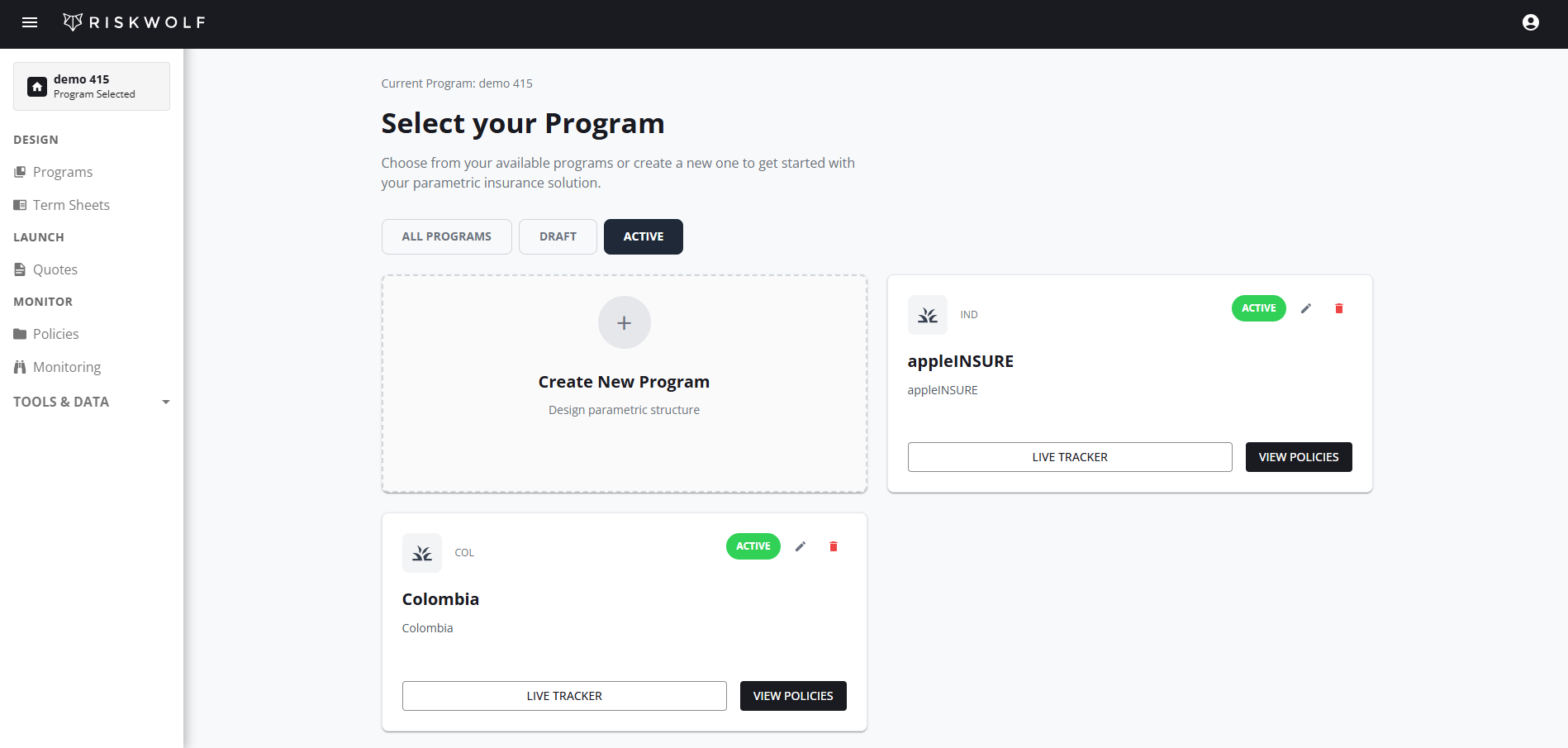 Active Programs View