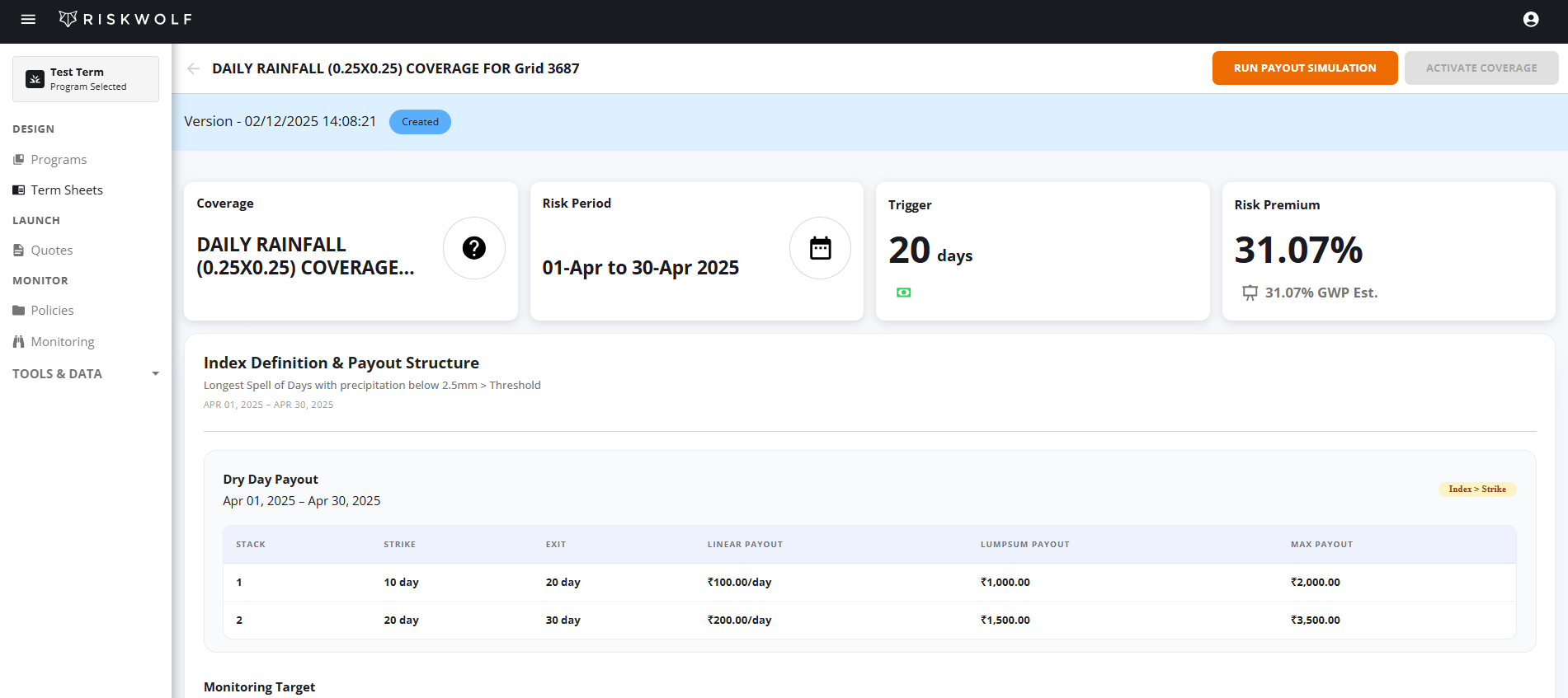 Coverage Details and Payout Structure
