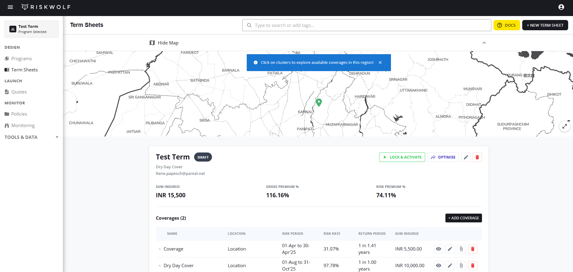 Termsheet Map View with Coverage Selection